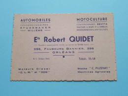 Ets. Robert QUIDET > Automobiles Motoculture ( Tél 35-54 ) ORLEANS ( Voir / Zie Scan ) ! - Visitenkarten