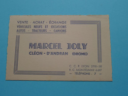 MARCEL JOLY > Vehicules ( Tél 7 ) Cléon-D'Andran Drôme ( Voir / Zie Scan ) ! - Visiting Cards