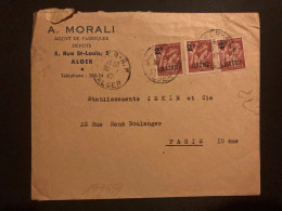 LETTRE TP IRIS 1F50 Surchargé 2F ALGERIE OBL.30-1 47 ALGER RP + A MORALI AGENT DE FABRIQUES - 1939-44 Iris