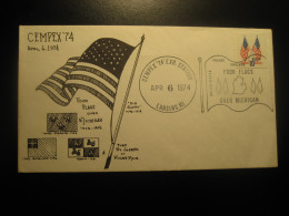LANSING 1974 Four Flags Over Michigan France England Spain United States Cancel Cover USA - Briefe