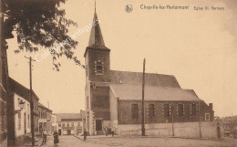 CPA Chapelle-lez-Herlaimont - Eglise St-Germain - Edition: A. Hut-Delhoux - Non Circulée - Divisée - TTB - Animée - Chapelle-lez-Herlaimont
