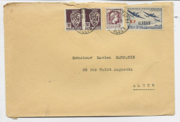 ALGERIE 1FR50 SURTAXE AIR +10CX2+30C MARIANNE LETTRE ALGER MUSTAPHA 1945 - Lettres & Documents