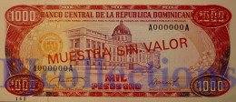 DOMINICAN REPUBLIC 1000 PESOS ORO 1987 PICK 124S2 SPECIMEN UNC - Dominikanische Rep.