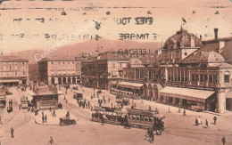 CPA Nice - Place Massena - Circulée 1933 - Divisée - Animée Tramways - Destinée Au Chef De Gare De Floreffe M. Douillet - Transport (road) - Car, Bus, Tramway