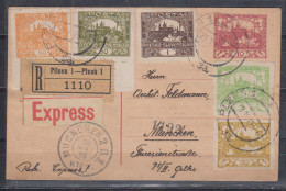 CSSR Ganzsachenkarte P 10 In Seltener Sonderverwendung Als R-Eil-Karte Pilsen 1/23.V.19 ZuF 2,618,20,21 Nach München - Postcards