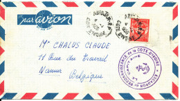 Ivory Coast Air Mail Cover Sent To Belgium Abidjan 4-4-1956 Single Franked - Côte D'Ivoire (1960-...)