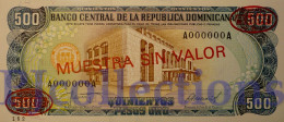 DOMINICAN REPUBLIC 500 PESOS ORO 1987 PICK 123S2 SPECIMEN UNC - Repubblica Dominicana