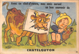 63-CHATEL-GUYON- CARTE A SYSTEME DEPLIANTE- AVEC CE CHEF-D'OEUVRE, MES AMIS AURONT UN BON SOUVENIR DE CHATELGUYON - Châtel-Guyon