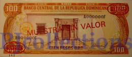 DOMINICAN REPUBLIC 100 PESOS ORO 1987 PICK 122S2 SPECIMEN UNC - República Dominicana