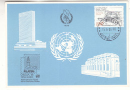 Nations Unies - Genève - Carte Bleue De 1986 - Oblit Genève - Expo Filatem - - Lettres & Documents