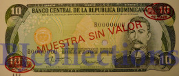 DOMINICAN REPUBLIC 10 PESOS ORO 1987 PICK 119S2 SPECIMEN UNC - República Dominicana