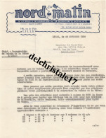 59 0185 LILLE NORD 1956 Journal Information Démocratie Socialiste NORD-MATIN  Rue De PARIS Dest. Éts LIVERA Frères - Electricity & Gas