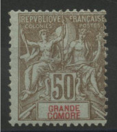 Grande Comore N° 19 COTE 65 € Neuf * (MH) 50ct Bistre Sur Azuré. TB - Ungebraucht