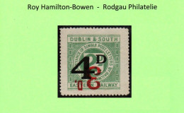 1920 Dublin & South Eastern 2d With 4d Black Overprint Over 3d Red Ovpt. INVERTED.  Read On ..... - Railway & Parcel Post