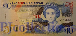 EAST CARIBBEAN 10 DOLLARS 2003 PICK 43L UNC GOOD SERIAL NUMBER "G676666L" - East Carribeans