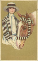 NANNI SIGNED 1920s POSTCARD - WOMAN & HORSE - EDIT DELL'ANNA & GASPERINI - MAILED 1923 (4613) - Nanni