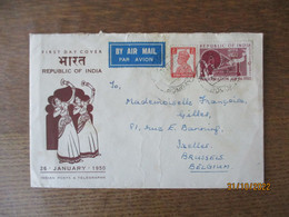 FIRST DAY COVER REPUBLIC OF INDIA 26.JANUARY.1950 BY AIR MAIL BOMBAY TIMBRES - Brieven En Documenten