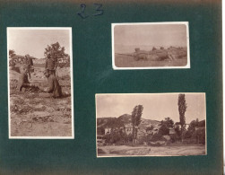 3 Petites Photos Collées Sur Carton Format A5. Soldats Et Paysage - 1914-18