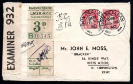 1940 Cover To Kent With LMSR-NCC Magherafelt 3d Railway Stamp, Posted At Dundalk, Avoiding Irish Censorship. - Spoorwegen & Postpaketten