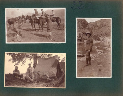 6 Petites Photos Collées Sur Carton Format A5. Soldats Et Paysage Et Femmes - 1914-18