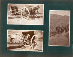 6 Petites Photos Collées Sur Carton Format A5. Soldats, Artillerie Et Tranchées - 1914-18