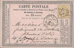 EURE - CERES - N°59 - GC2925  - CACHET A DATE PONT AUDEMER DU 8 DECEMBRE 1874 - AMBULANT CAEN A PARIS - CACHET DE FACTE. - 1849-1876: Periodo Clásico