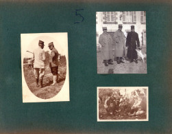 6 Petites Photos Collées Sur Carton Format A5. Soldats, Officiers - 1914-18