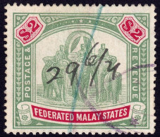 FEDERATED MALAY STATES FMS 1906 $2 Wmk.MCA Sc#35 - Pen Cancel @TE206 - Federated Malay States