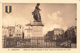 FRANCE - Beauvais - Statue De Jeanne Hachette Et Dans L'angle Les Armoiries De La Ville - Carte Postale Ancienne - Beauvais