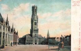 BELGIQUE - Bruges - Beffroi Et Grand'Place - Colorisé -  Carte Postale Ancienne - Brugge