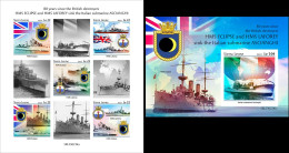Sierra Leone 2023, WWII, British Destroyers And Italian Submarine, 4val In BF +BF IMPERFORATED - Submarinos