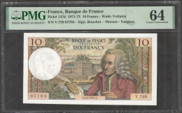 France 10 Francs Voltaire Pick-147d 1972 PMG 64 CH UNC - 10 F 1963-1973 ''Voltaire''