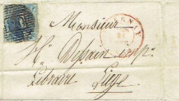 N°7 S/LAC Obl. P120 (belle Frappe) TOURNAY (12.1852) Vers LIEGE - 1851-1857 Médaillons (6/8)