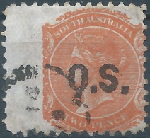 AUSTRALIA ,South Australia,1876 Queen Victoria 2P Brick Red,Perf:10x10 ,WIDE MARGIN ,Overprinted O.S.,Used,Rare! - Oblitérés