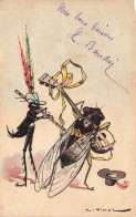 FANTAISIES - Deux Insectes Avec Des Instruments De Musiques - Colorisé - Carte Postale Ancienne - Geklede Dieren