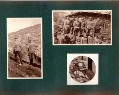 6 Petites Photos Collées Sur Carton Format A5. Soldats, Balkans - 1914-18