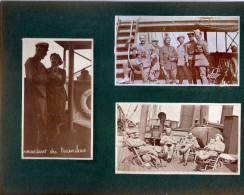 5 Petites Photos Collées Sur Carton Format A5. Soldats Sur Bâteaux : "liverpool" Et "huanchaco" - 1914-18