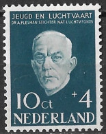 Blauwe Punt In A Van NederlAnd In 1954 Nationaal Luchtvaartfonds 10 + 4 Ct NVPH 648 Ongestempeld - Errors & Oddities