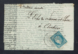 LE FULTON CERTAIN - BALLON MONTE YT N°37/Etoile Paris  31-10-70 Sur Agence Havas Edition Française - Krieg 1870