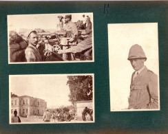 7 Petites Photos Collées Sur Carton Format A5. Soldats, Mitrailleuse, Convoi - 1914-18