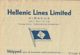 1936  NAVIGATION BILL OF LADING CONNAISSEMENT Hellenic Lines Ltd Piraeus Grèce Hambourg Pour Piraeus Steamer Turkia - 1900 – 1949