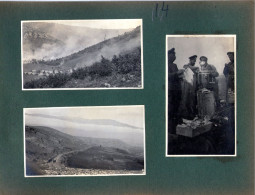 5 Petites Photos Collées Sur Carton Format A5. Soldats, Samovar, Paysages - 1914-18