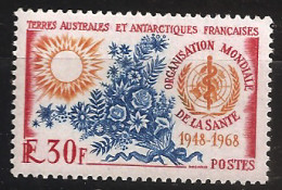 TAAF Terres Australes 1968 N° 26 ** Grande Série Coloniale Française, OMS, Santé, Médecine, Fleurs, Soleil, Caducée - Neufs