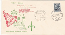ITALIA - TRIESTE - ZONA A ( AMG FTT) - BUSTA FDC  - STORIA POSTALE - 1954 - Marcophilia
