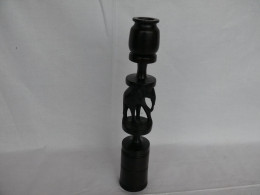 BEAUTIFUL WOODEN AFRICAN HAND CARVED ELEPHANT CANDLESTICK HOLDER #1629 - Candeleros, Candelabros Y Palmatorias