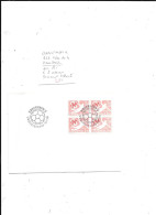 DANEMARK N° 656 BLOC DE 4 OBL SUR PLI INTERIEUR DOCUMENT EXPLICITE - Handball