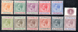 1744. CYPRUS, 1912-1915 KING GGEORGE V.  74-84 MH - Chypre (...-1960)