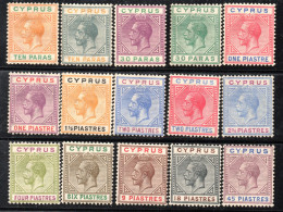 1745 CYPRUS, 1921-1923 KING GGEORGE V.  S.G. 85--98 MH 99 45  P. MNH - Chypre (...-1960)