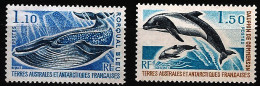 TAAF Terres Australes 1977 N° 64 / 5 ** Poissons, Cétacés, Rorqual Bleu, Dauphin De Commerson, Baleine, Bougainville - Neufs