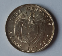 Colombia 10 Centavos 1942 B UNC Silver / Argent - Colombia